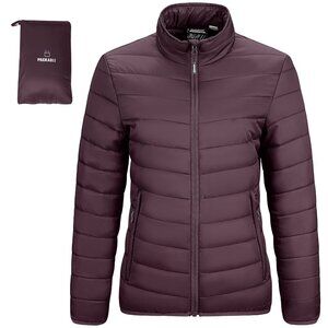 Packable Full-Zip Quilted Puffer Jacket Insulated Lightweight Winter Coat